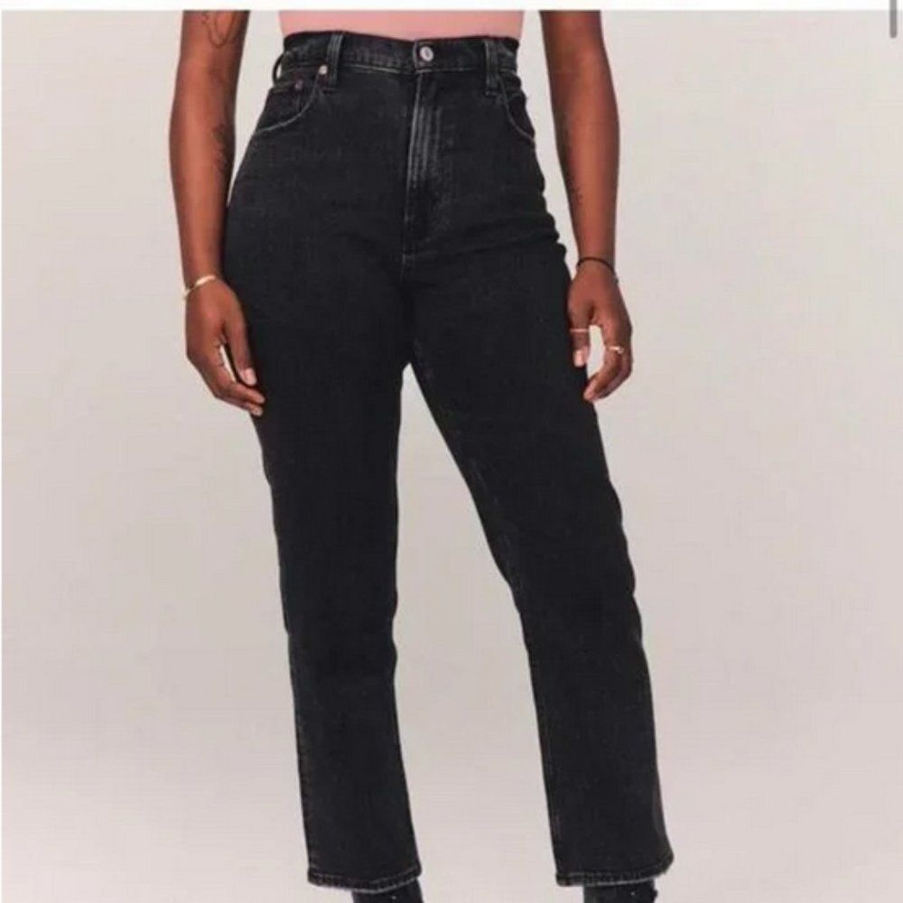 Abercrombie and Fitch The Ankle Straight Ultra High Rise Black extra short 25 XS